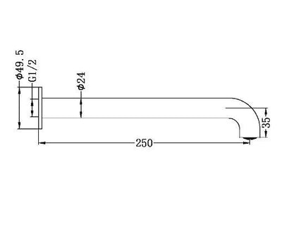 Nero Mecca Basin / Bath Spout Only 250mm Graphite - Sydney Home Centre