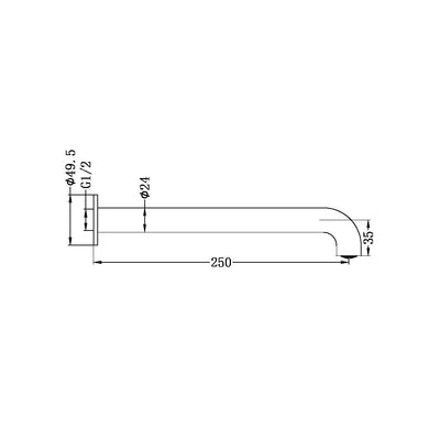 Nero Mecca Basin / Bath Spout Only 250mm Matte White - Sydney Home Centre