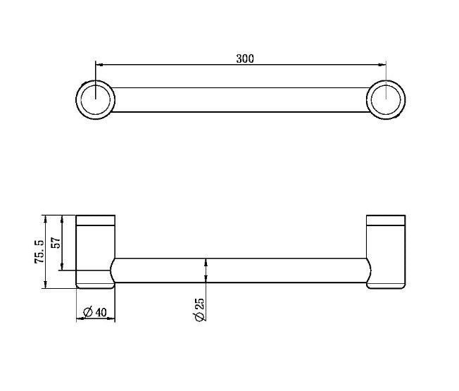 Nero Mecca Care 25mm Grab Rail 300mm Brushed Bronze - Sydney Home Centre