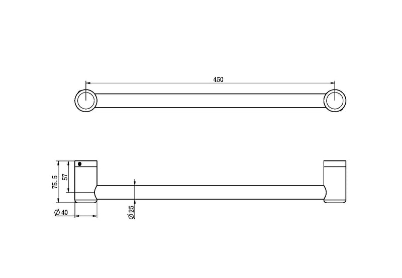 Nero Mecca Care 25mm Grab Rail 450mm Brushed Nickel - Sydney Home Centre