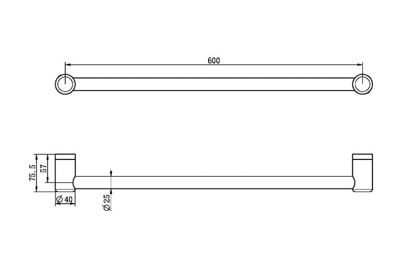 Nero Mecca Care 25mm Grab Rail 600mm Brushed Bronze - Sydney Home Centre