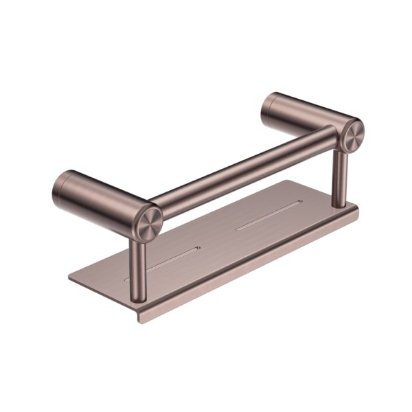 Nero Mecca Care 25mm Grab Rail With Shelf 300mm Brushed Bronze - Sydney Home Centre
