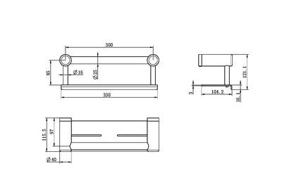 Nero Mecca Care 25mm Grab Rail With Shelf 300mm Brushed Nickel - Sydney Home Centre