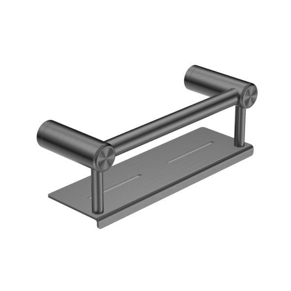 Nero Mecca Care 25mm Grab Rail With Shelf 300mm Gun Metal - Sydney Home Centre