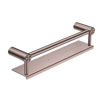 Nero Mecca Care 25mm Grab Rail With Shelf 450mm Brushed Bronze - Sydney Home Centre