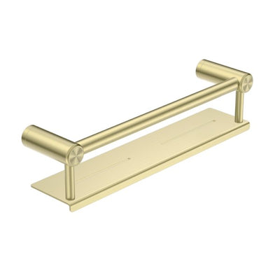 Nero Mecca Care 25mm Grab Rail With Shelf 450mm Brushed Gold - Sydney Home Centre