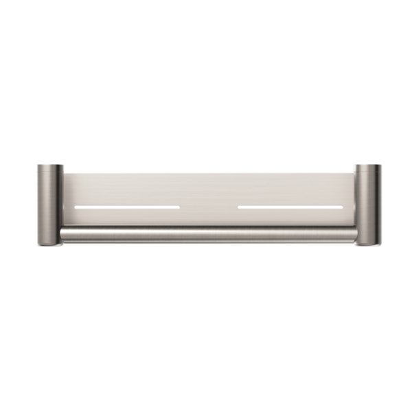 Nero Mecca Care 25mm Grab Rail With Shelf 450mm Brushed Nickel - Sydney Home Centre