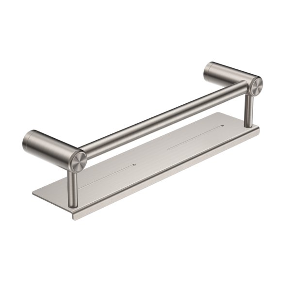 Nero Mecca Care 25mm Grab Rail With Shelf 450mm Brushed Nickel - Sydney Home Centre