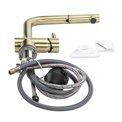 Swedia Sigge Stainless Steel Kitchen Mixer Tap With Pull-Out Brushed Brass PVD Finish - Sydney Home Centre