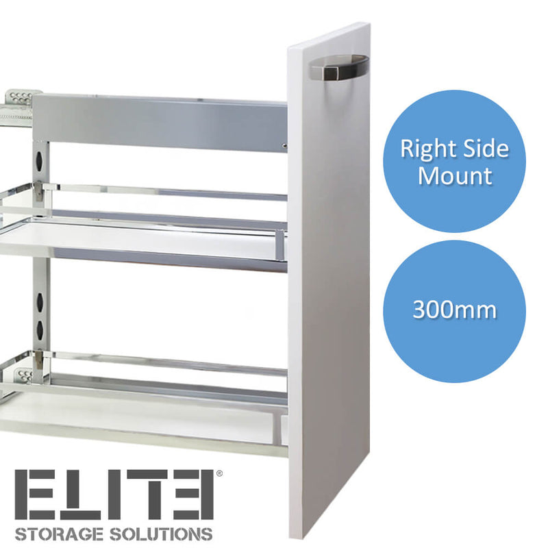 Elite Provedore Right Side Mount Pull-Out Under-Bench Storage For 300mm Cabinet Grey - Sydney Home Centre