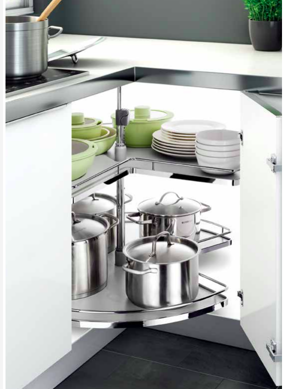 Elite Provedore Height Adjustable Kitchen Cupboard Carousel 270 degrees Grey - Sydney Home Centre