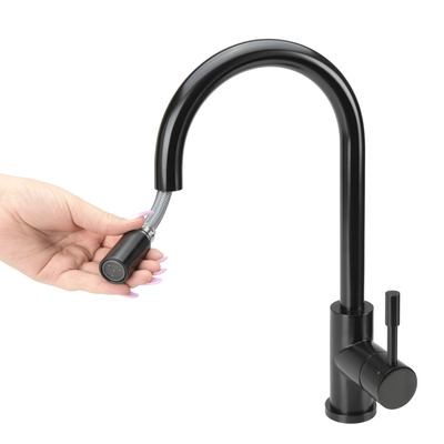 Swedia Klaas Stainless Steel Kitchen Mixer Tap With Pull-Out Satin Black - Sydney Home Centre