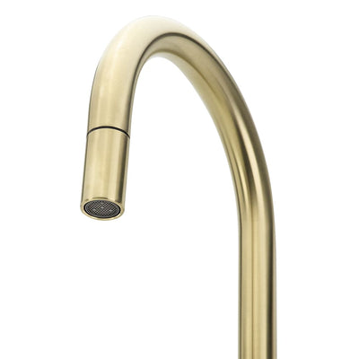 Swedia Klaas Stainless Steel Kitchen Mixer Tap With Pull-Out Brushed Brass - Sydney Home Centre