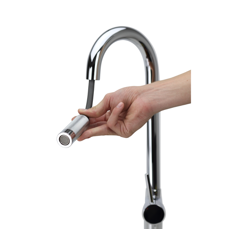 Vale Superb Goose Neck Kitchen Mixer Tap With Pull-Out Chrome - Sydney Home Centre