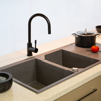 Swedia Klaas Stainless Steel Kitchen Mixer Tap With Pull-Out Satin Black - Sydney Home Centre