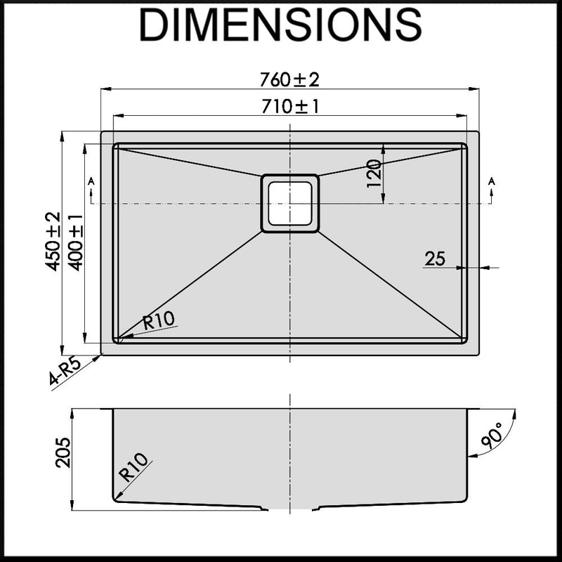 Swedia Dante 1.5mm Thick Stainless Steel 760mm Large Bowl Sink - Sydney Home Centre