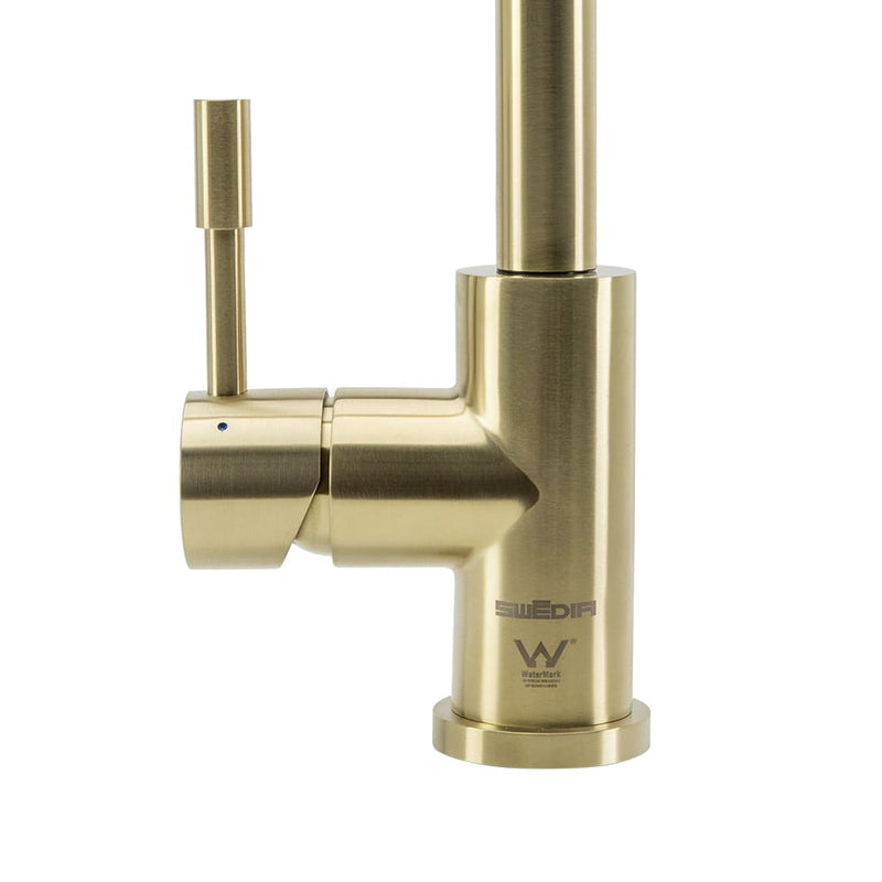 Swedia Klaas Stainless Steel Kitchen Mixer Tap With Pull-Out Brushed Brass - Sydney Home Centre