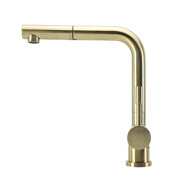 Swedia Sigge Stainless Steel Kitchen Mixer Tap With Pull-Out Brushed Brass PVD Finish - Sydney Home Centre