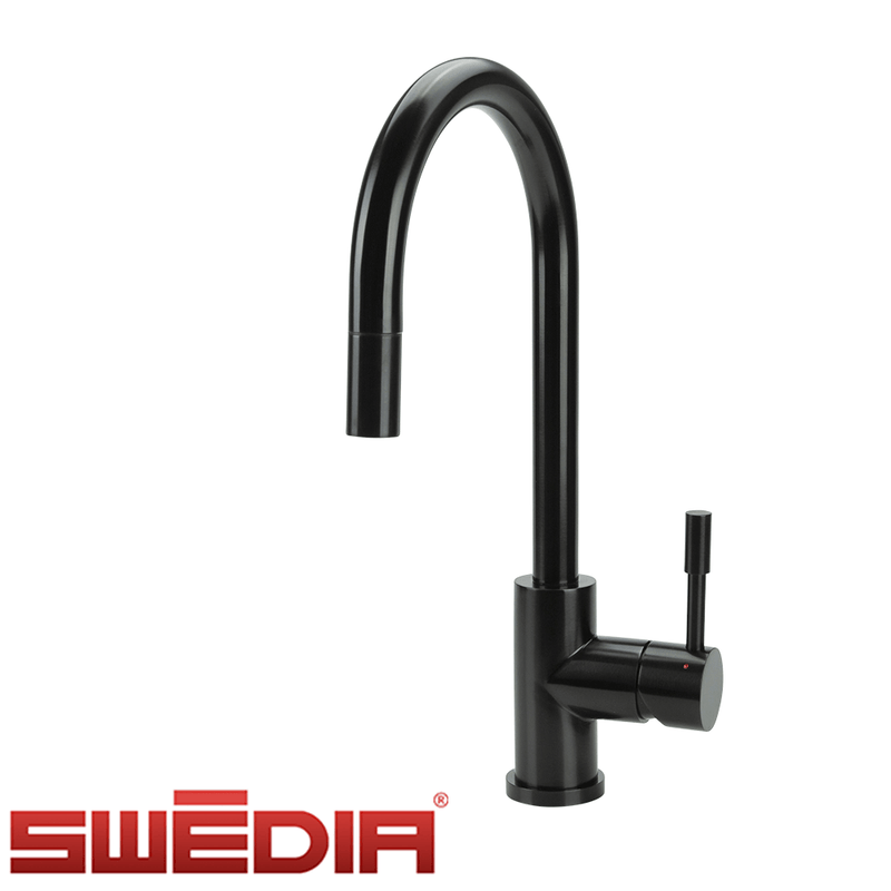 Swedia Klaas Stainless Steel Kitchen Mixer Tap With Pull-Out Satin Black - Sydney Home Centre