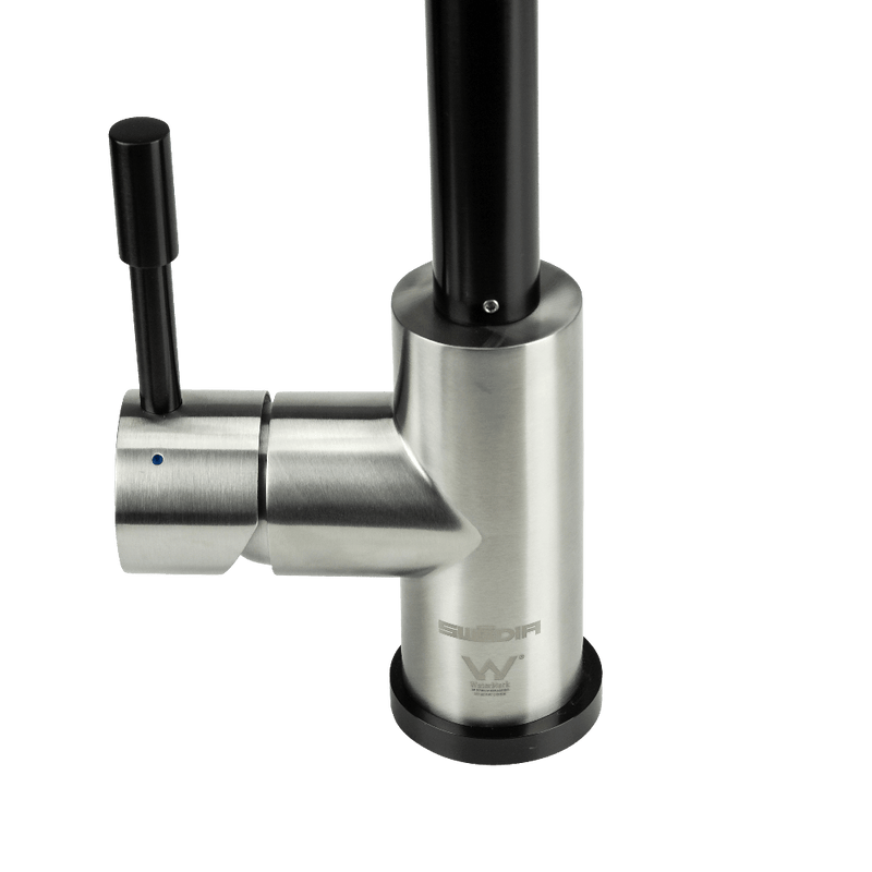 Swedia Klaas Stainless Steel Kitchen Mixer Tap With Pull - Out Hose Satin Black & Brushed Finish - Sydney Home Centre