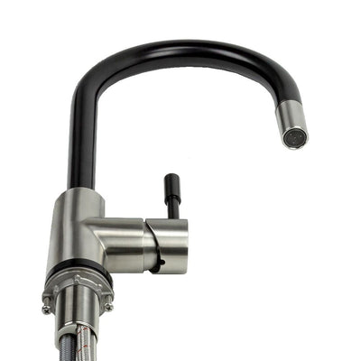 Swedia Klaas Stainless Steel Kitchen Mixer Tap With Pull - Out Hose Satin Black & Brushed Finish - Sydney Home Centre