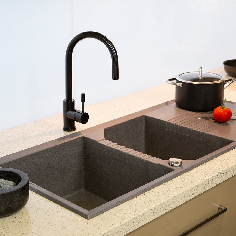 Swedia Klaas Stainless Steel Kitchen Mixer Tap With Pull - Out Satin Black - Sydney Home Centre