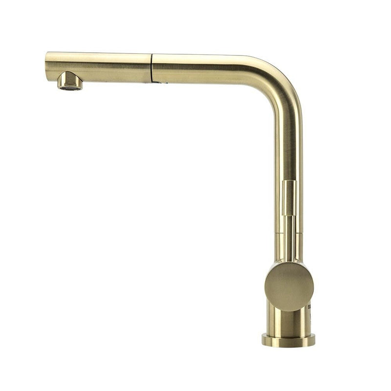 Swedia Sigge Stainless Steel Kitchen Mixer Tap With Pull - Out Brushed Brass PVD Finish - Sydney Home Centre