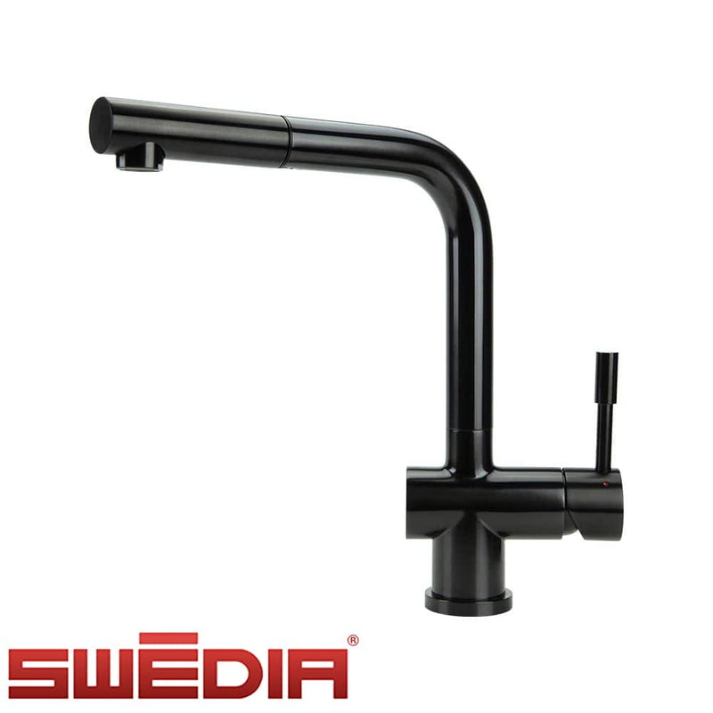 Swedia Sigge Stainless Steel Kitchen Mixer Tap With Pull - Out Satin Black Finish - Sydney Home Centre