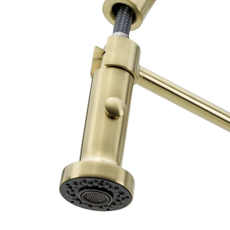 Swedia Signatur Stainless Steel Kitchen Mixer Tap Pull Out With Dual Flow Brushed Brass - Sydney Home Centre