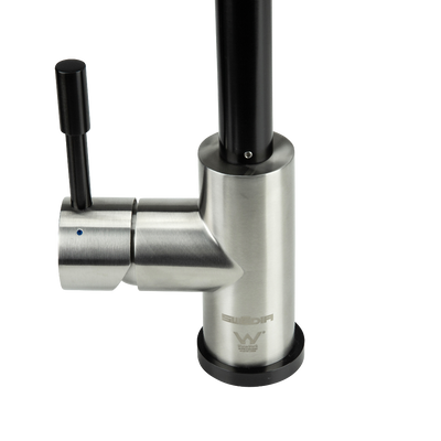 Swedia Klaas Stainless Steel Kitchen Mixer Tap With Pull-Out Hose Satin Black & Brushed Finish - Sydney Home Centre