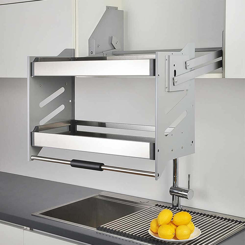 Elite Bistro Soft Close Pull Down 2-Tier Wall Cabinet Unit For A 900mm Cupboard Grey - Sydney Home Centre